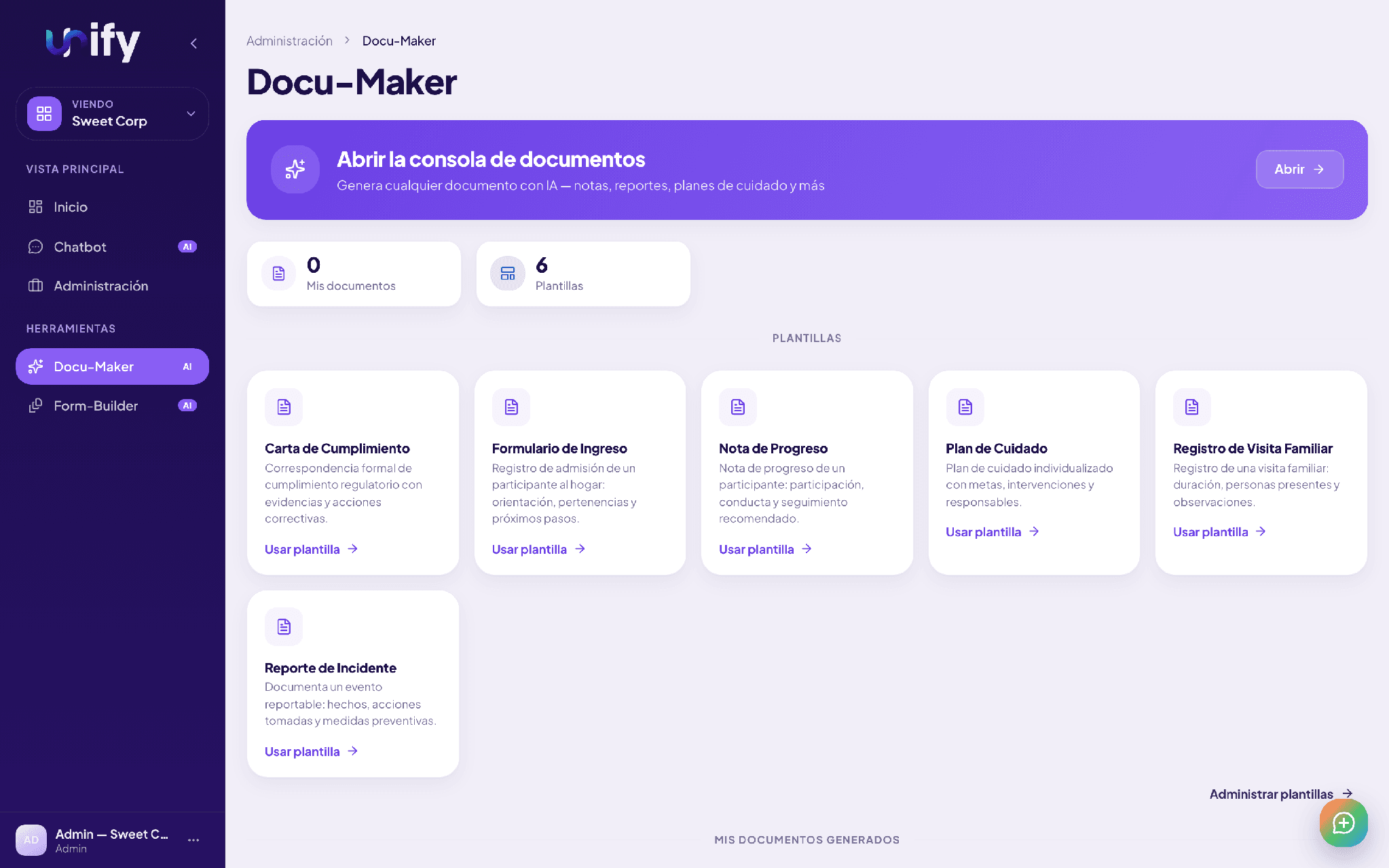 Unify Docu-Maker with intake, progress note, care plan, and incident report templates
